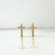Candongas Cruz 2.35gr / 1.2cm / Circones Blancos Oro Amarillo *