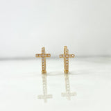 Candongas Cruz 2.35gr / 1.2cm / Circones Blancos Oro Amarillo *