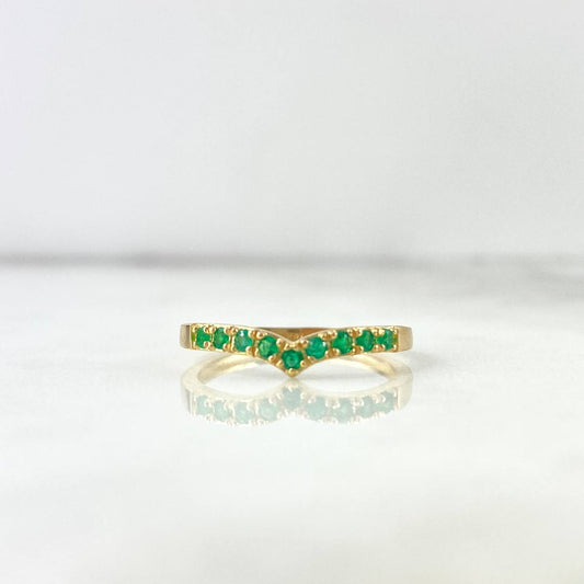 Anillo Tiara en V 2.05gr / T6 1/2 / Esmeraldas 25pts Oro Amarillo (Joya) *