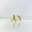 Topos Curvos Doble 2.15gr / 1.5cm / Esmeraldas 24pts Broche Mariposa Oro Amarillo (Joya)