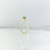 Anillo Solitario 0.95gr / T6 1/4 / Esmeraldas 18pts Oro Amarillo (Joya)