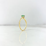 Anillo Solitario Churumbela 1.8gr / T6 1/2 / Esmeraldas 29 Puntos Circones Blancos Oro Amarillo (Joya) *