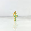 Dije Cruz Mini Aros 1.55gr / 1.6cm / Esmeraldas 38pts Oro Amarillo (Joya) *