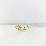 Piercing Earcuff Simulador 1.15gr / 2.2cm / Copo Nieve Esmeraldas 20 Pts Diamantes Blancos 12 Pts Oro Amarillo (Joya) *