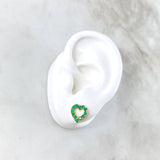 Topos Corazon Silueta 2.2gr / 1.5cm / Esmeraldas 75pts Broche Mariposa Oro Amarillo (Joya) *