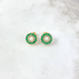Topos Aro 3.7gr / 1.2cm / Esmeraldas 79 Puntos Diamantes Blancos 21 Puntos Oro Amarillo (Joya) *