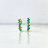 Candongas Hiedra 2.9gr / 1.5cm / Esmeraldas 45 Puntos Oro Amarillo (Joya) *