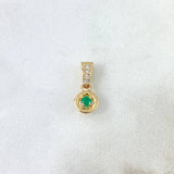 Dije Halo 1.15gr / 1.8cm / Esmeraldas 9pts Diamantes Blancos 9pts Oro Amarillo (Joya)