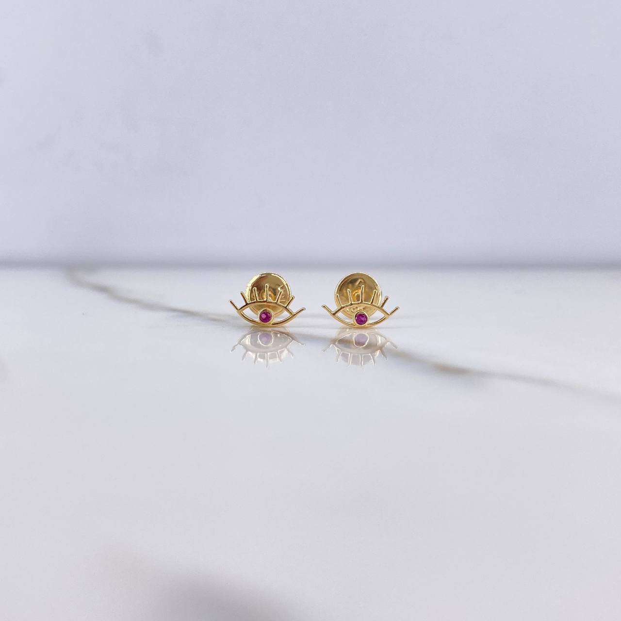 Topos Ojo Turco  0.55gr Circon Fucsia Oro Amarillo &