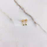 Topos Cuatro Garras Cuadrado 0.45gr / Circon Verde Oro Amarillo &