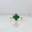 Anillo Trebol VCyA 2.05gr / T7 1/4 / Malaquita Verde Oro Amarillo +4