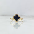 Anillo Trebol VCyA 2.25gr / T5 1/4 / Agata Negra Oro Amarillo +4 *