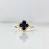 Anillo Trebol VCyA 2.1gr / T6 3/4 / Agata Negra Oro Amarillo +4