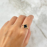 Anillo Trebol VCyA 2.1gr / T6 3/4 / Agata Negra Oro Amarillo +4