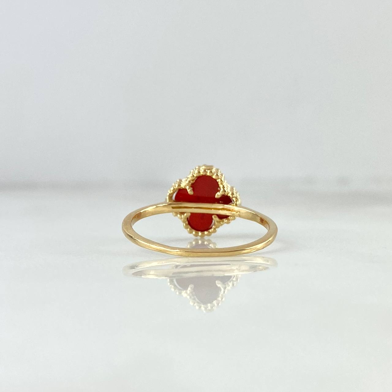 Anillo Trebol VCyA 2.25gr / T6 3/4 / Agata Roja Oro Amarillo +4