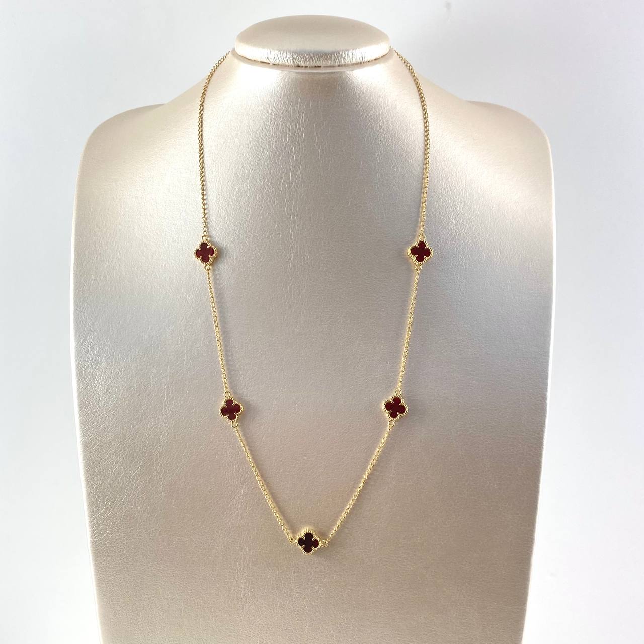Cadena Cubana Treboles VCyA 9.35gr / 55cm / Agata Roja Oro Amarillo
