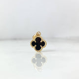 Dije Trebol VCyA 1.35gr / 1.7cm / Agata Negra Oro Amarillo +4