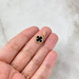 Dije Trebol VCyA 1.35gr / 1.7cm / Agata Negra Oro Amarillo +4