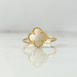 Anillo Trebol VCyA 2.05gr / T6 / Nacar Blanco Oro Amarillo +4 *
