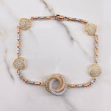 Tobillera Rustica Aros 22.95gr / 26cm / Circones Blancos Tres Oros $