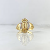 Anillo Virgen de Guadalupe 3.45gr / T6 3/4 / Circones Blancos Oro Amarillo ©