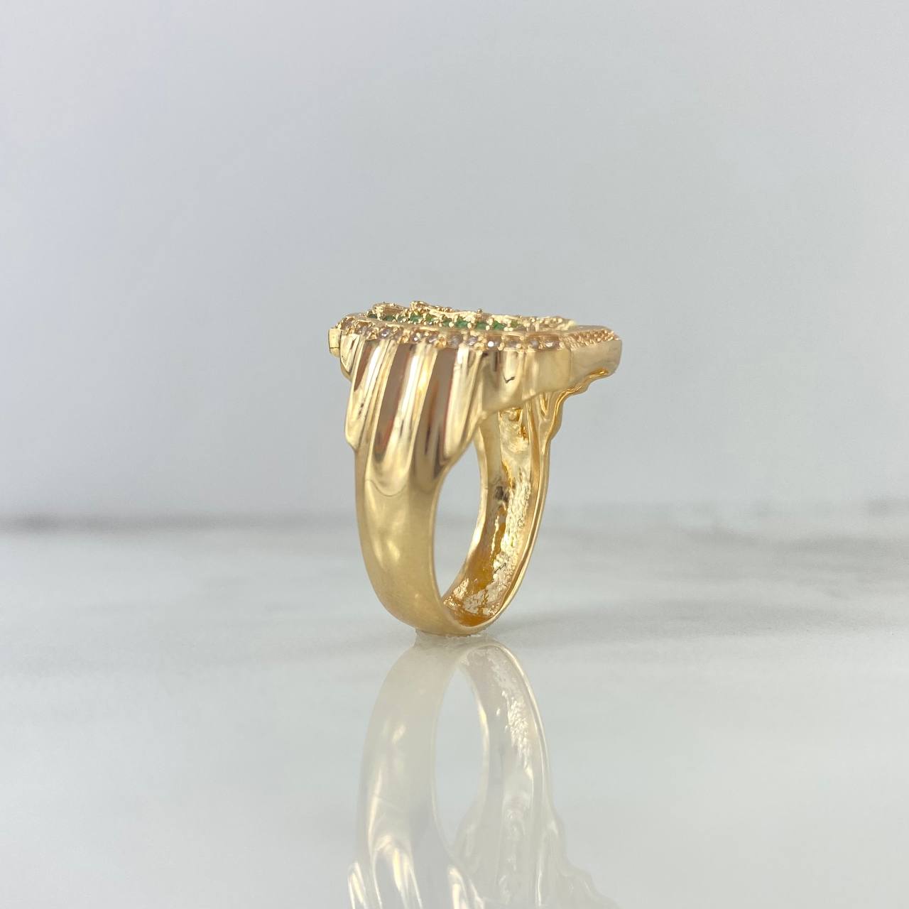 Anillo Virgen de Guadalupe 7.4gr / T7 3/4 / Circones Blancos Verdes Fucsias Oro Amarillo ©