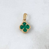 Dije Trebol VCyA 1,4gr / 1,8cm / Malaquita Verde Oro Amarillo +4 ©