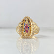 Anillo Silueta Virgen de Guadalupe 7.55gr / T7 / Circones Blancos Azules Fucsias Oro Amarillo