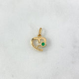 Dije Corazón Silueta 1.5gr / 1.8cm / Esmeraldas 18pts Diamantes Blancos 7pts Oro Amarillo 18K (Joya) *