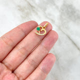 Dije Corazón Silueta 1.5gr / 1.8cm / Esmeraldas 18pts Diamantes Blancos 7pts Oro Amarillo 18K (Joya) *