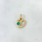 Dije Corazón Silueta 1.5gr / 1.8cm / Esmeraldas 18pts Diamantes Blancos 7pts Oro Amarillo 18K (Joya) *