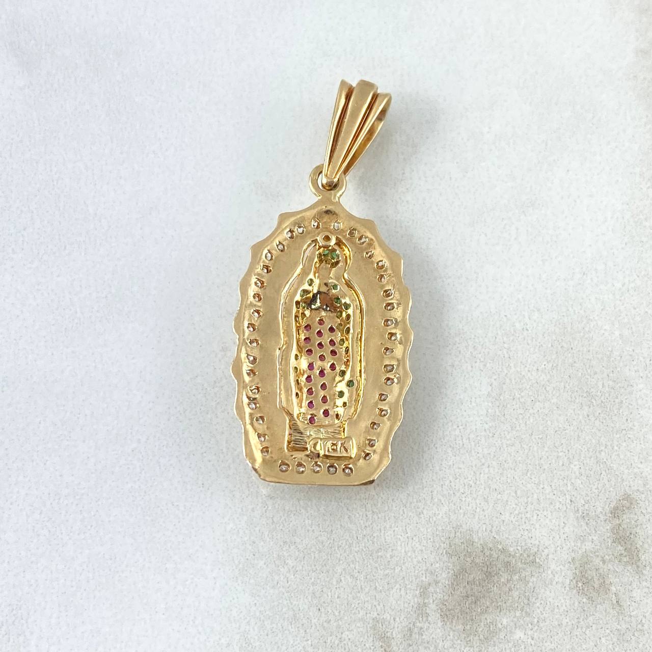 Dije Virgen de Guadalupe 5.1gr / 3.8cm / Circons Blancos Verdes Fucsias Oro Amarillo