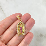 Dije Virgen de Guadalupe 5.1gr / 3.8cm / Circons Blancos Verdes Fucsias Oro Amarillo