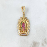 Dije Virgen de Guadalupe 5.1gr / 3.8cm / Circons Blancos Verdes Fucsias Oro Amarillo