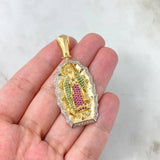 Dije Virgen de Guadalupe 14.4gr / 5.2cm / Circons Blancos Verdes Fucsias Oro Amarillo