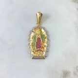 Dije Virgen de Guadalupe 14.4gr / 5.2cm / Circons Blancos Verdes Fucsias Oro Amarillo