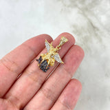 Dije San Miguel Arcángel 4.55gr / 3cm / Circones Blancos Oro Amarillo
