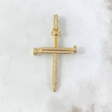 Dije Cruz Clavo 6.35gr / 5.8cm / Circones Blancos Oro Amarillo