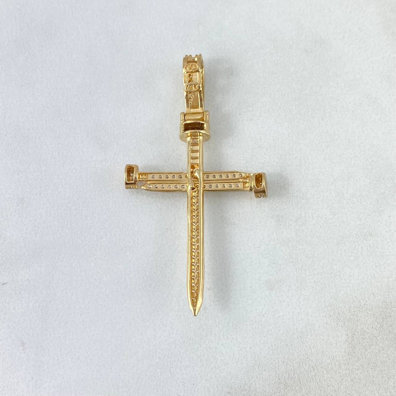 Dije Cruz Clavo 4.1gr / 4.7cm / Circones Blancos Oro Amarillo