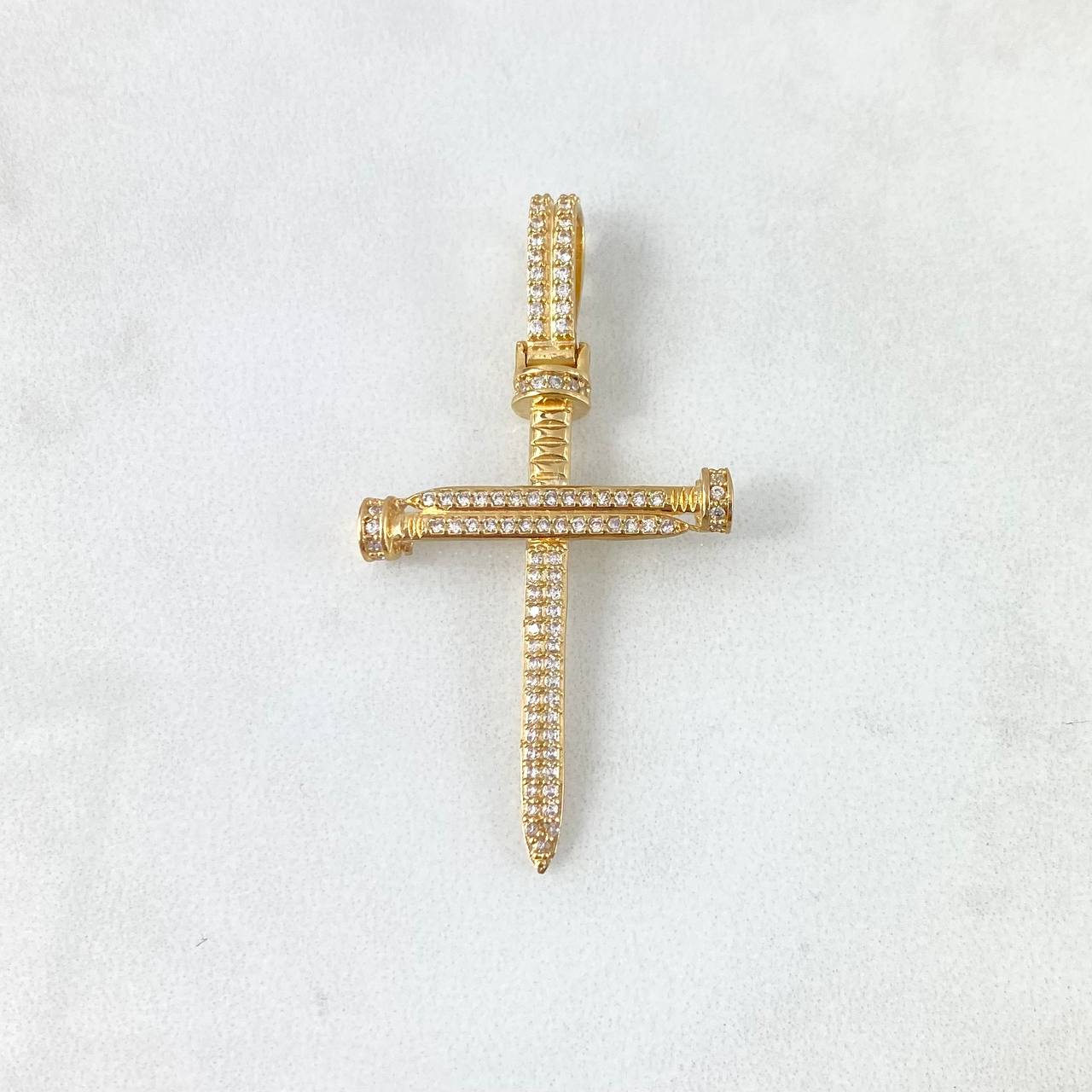 Dije Cruz Clavo 4.1gr / 4.7cm / Circones Blancos Oro Amarillo