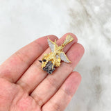 Dije San Miguel Arcángel 8.85gr / 3.8cm / Circones Blancos Oro Amarillo