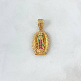 Dije Virgen de Guadalupe 3.8gr / 3cm / Circons Blancos Verdes Fucsias Oro Amarillo