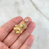 Dije Oso 7.65gr / 3.4cm / Circones Blancos Nariz Negra Ojos Verdes Oro Amarillo
