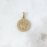 Dije Corona RX Circular 2.05gr / 2.4cm / Circones Blancos Oro Amarillo *