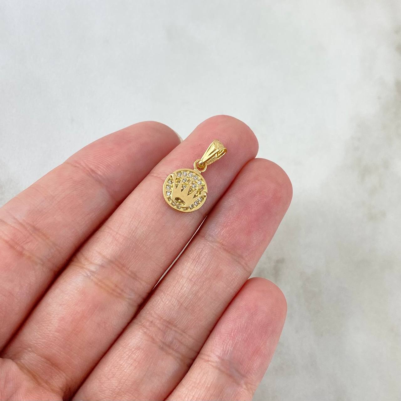 Dije Corona RX Medalla 0.9gr / 1.2cm / Medal RX Crown Oro Amarillo