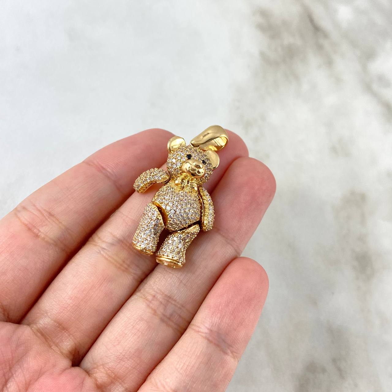 Dije Oso Articulado 11.1gr / 3.8cm / Circones Blancos Ojos Negros Oro Amarillo