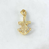 Dije Ancla Timon Cristo 4.5gr / 3.5cm / Circones Blancos Oro Amarillo *