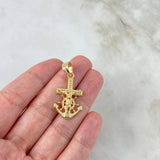 Dije Ancla Timon Cristo 4.5gr / 3.5cm / Circones Blancos Oro Amarillo *
