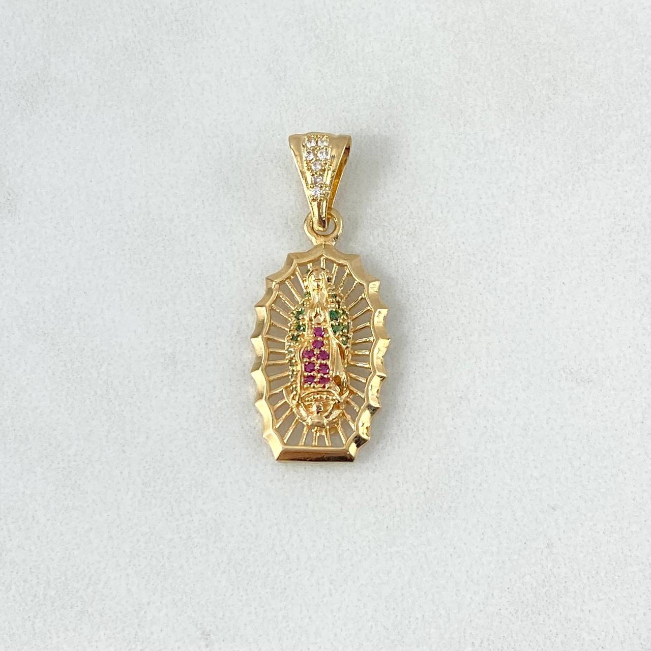 Dije Virgen de Guadalupe 3.1gr / 3.1cm / Circones Fucsias Verdes Blancos Oro Amarillo *