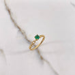 Anillo Solitario Cadena 1.75gr / T7 1/2 / Circon Verde Oro Amarillo &